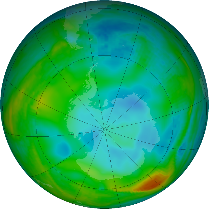 Antarctic ozone map for 26 June 1989